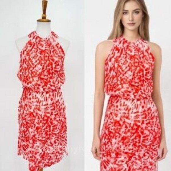 St. John,Silk Poppy,Pocketed,Side-Drawstring Dress,Yacht Wear,Luxury,EUC, Size 8 - Picture 1 of 16